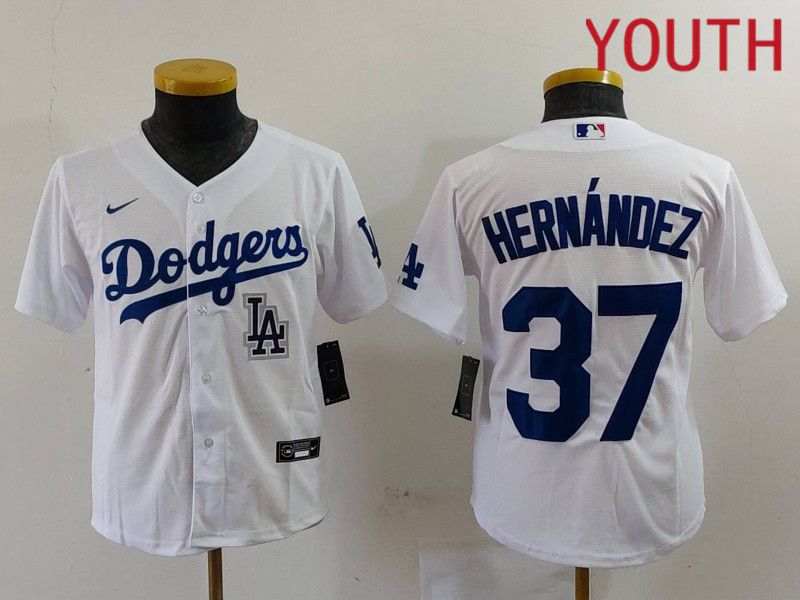 Youth Los Angeles Dodgers #37 Hernandez White Nike Game 2024 MLB Jersey style 7244